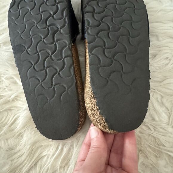 Birkenstock Sandals Womens 38 Black Adjustable Tema Slides Slip On Shoes Narrow - Picture 8 of 8